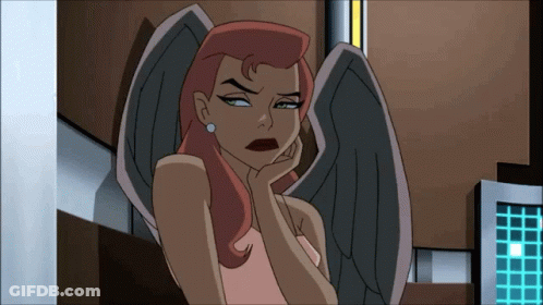 A Cartoon Of A Woman With Wings And A Hand On Her Face GIF