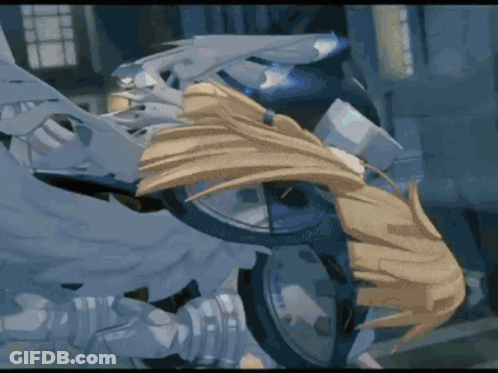 A Cartoon Of A Woman With Wings And A Sword GIF