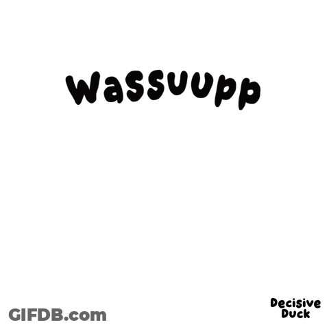 A Cartoon Of A Yellow Duck With The Words Wassuuupp Above It GIF