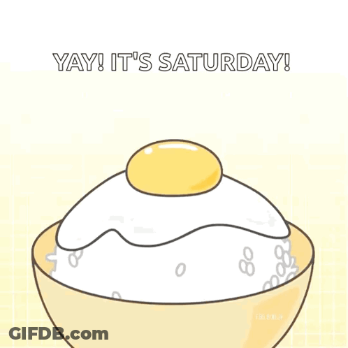 A Cartoon Of A Yellow Egg Laying On Top Of A Bowl Of Rice GIF