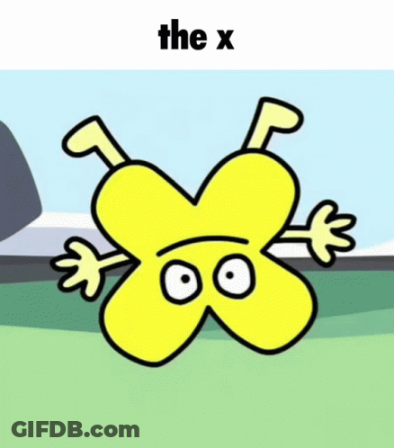 A Cartoon Of A Yellow X With Arms And Legs GIF