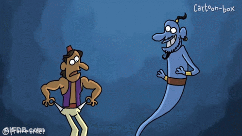 A Cartoon Of Aladdin And A Genie With Cartoon-Box Written On The Bottom Right GIF