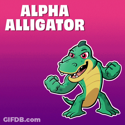A Cartoon Of An Alligator With The Words Alpha Alligator Above It GIF