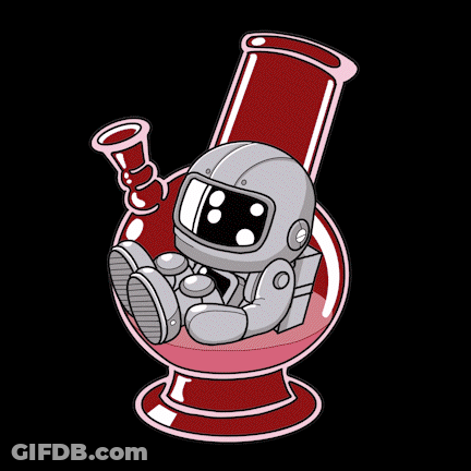 A Cartoon Of An Astronaut In A Bong GIF