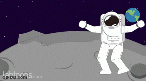 A Cartoon Of An Astronaut Standing On The Moon With Labtoons.com In The Bottom Right Corner GIF