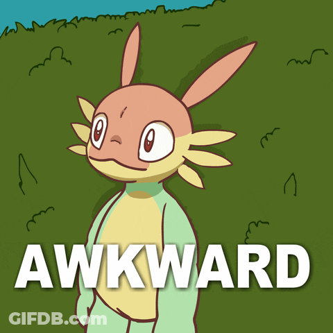 A Cartoon Of An Axolotl With The Word Awkward Underneath GIF