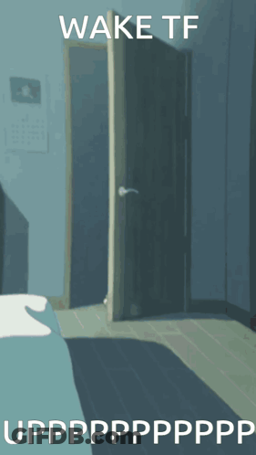 A Cartoon Of An Eevee Jumping In The Air With The Words Wake Tf Upppppppppp GIF