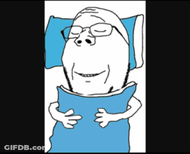 A Cartoon Of An Elderly Man Laying In Bed Reading A Book GIF