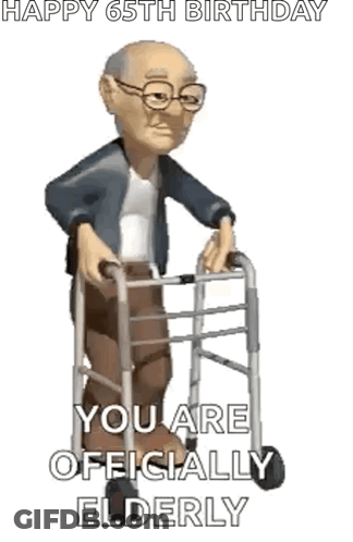 A Cartoon Of An Elderly Man Using A Walker . GIF