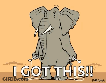 A Cartoon Of An Elephant Jumping A Jump Rope With The Words I Got This Written Below It GIF