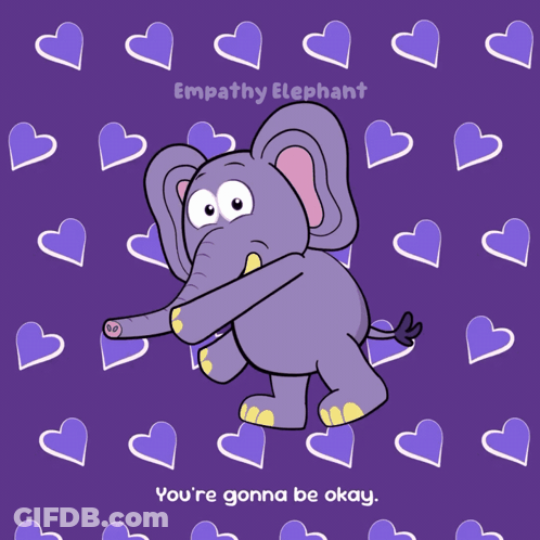 A Cartoon Of An Elephant With The Words Empathy Elephant Written Above It GIF