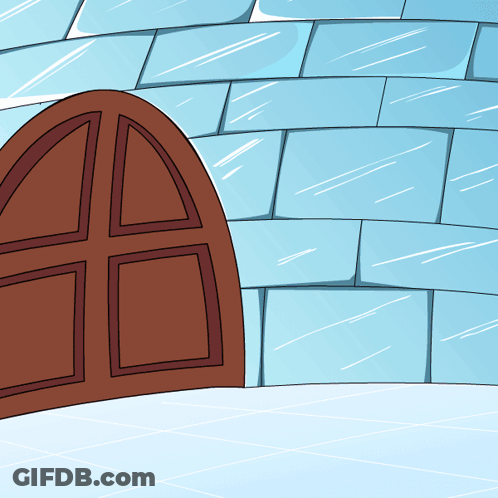 Cartoon Igloo With Brown Door GIF