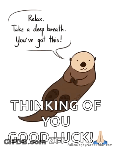 A Cartoon Of An Otter Says Relax Take A Deep Breath You 'Ve Got This Thinking Of You Good Luck GIF