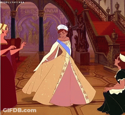 A Cartoon Of Anastasia From The Princess And The Frog With The Caption Mydollyaviana GIF