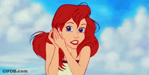 A Cartoon Of Ariel From The Little Mermaid Holding Her Hair In Her Hands . GIF
