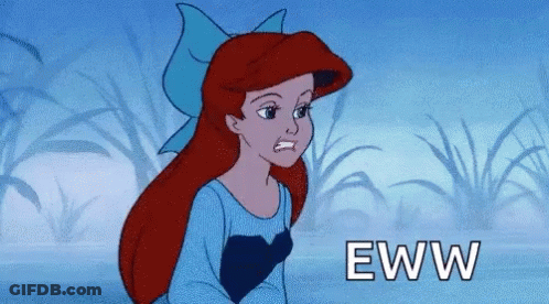 A Cartoon Of Ariel From The Little Mermaid With The Words Eww Written Below Her GIF