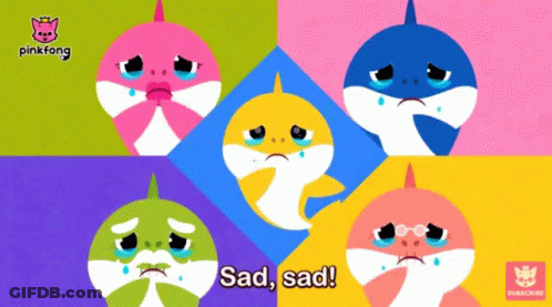 A Cartoon Of Baby Sharks Crying And The Words Sad Sad GIF