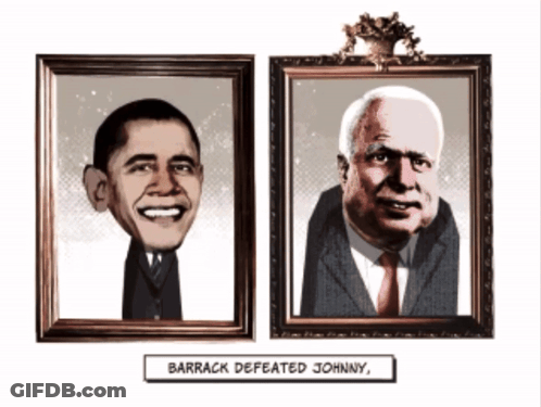 Cartoon Of Barack Obama And Johnny Barrack GIF
