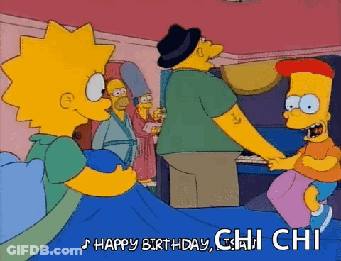 A Cartoon Of Bart Simpson And Lisa Simpson With The Words Happy Birthday Ghi Chi GIF