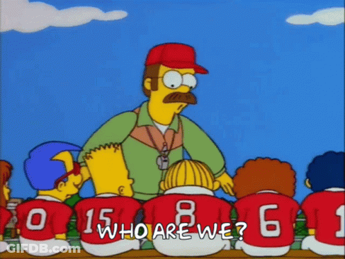 A Cartoon Of Bart Simpson And Ned Flanders Talking To A Group Of Players GIF