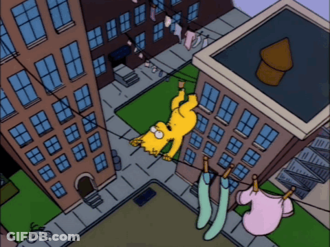 A Cartoon Of Bart Simpson Falling From A Building GIF