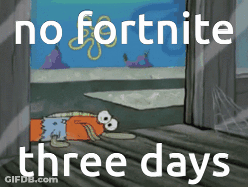 A Cartoon Of Bart Simpson Laying On The Floor With The Words No Fortnite Three Days GIF