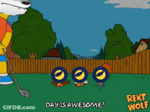 A Cartoon Of Bart Simpson Playing Golf With The Words Day Is Awesome GIF