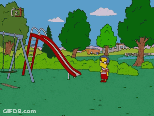 A Cartoon Of Bart Simpson Playing With A Frisbee In A Park With The Number 2 On It GIF
