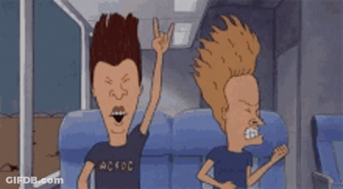 A Cartoon Of Beavis And Butthead Making A Rock Sign GIF