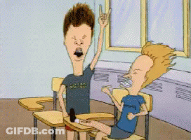 A Cartoon Of Beavis And Butthead Sitting At A Desk GIF