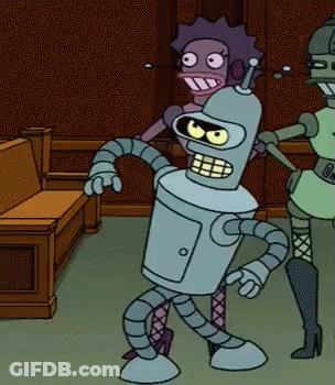 A Cartoon Of Bender From Futurama Is Dancing GIF
