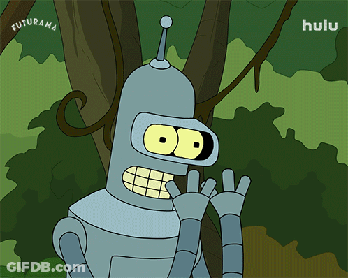A Cartoon Of Bender From Futurama With Hulu Written On The Bottom GIF