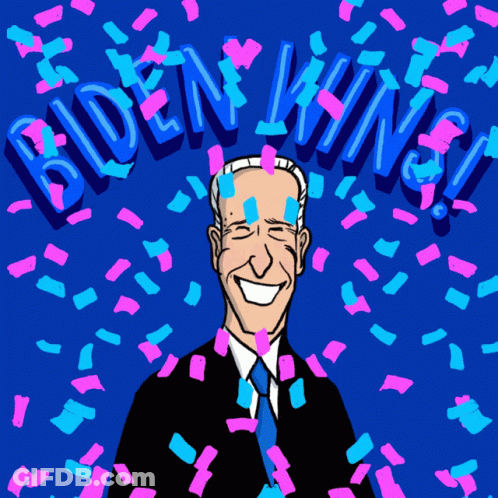 Biden Surrounded By Confetti With Wins Text GIF