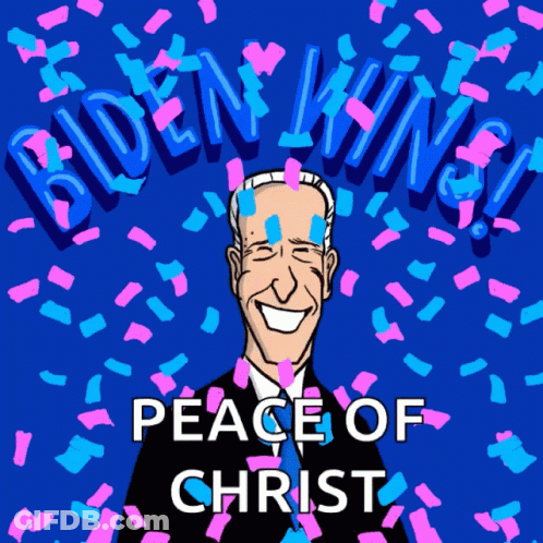 Cartoon Biden With Biden Wins Text GIF