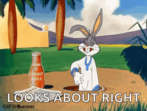A Cartoon Of Bugs Bunny With A Bottle Of Carrot Juice In The Background GIF