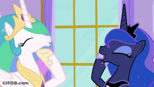 A Cartoon Of Celestia And Nightmare Moon GIF