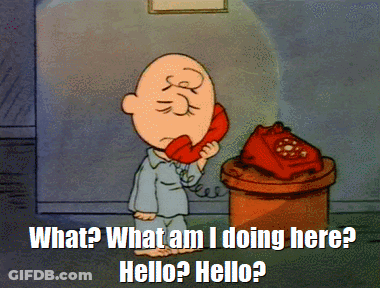 A Cartoon Of Charlie Brown Talking On A Red Phone GIF