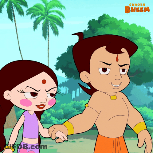 A Cartoon Of Chhota Bheem Holding Hands GIF