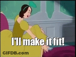 A Cartoon Of Cinderella With The Words I 'Ll Make It Fit On The Bottom GIF
