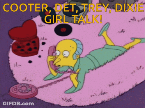 A Cartoon Of Cooter Det Trey Dixie Talking On A Pink Phone GIF