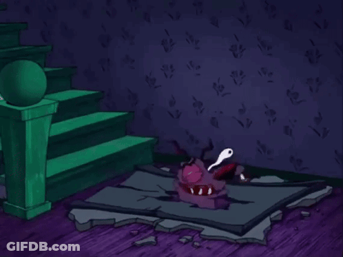 A Cartoon Of Courage The Cowardly Dog Is Laying On The Ground GIF