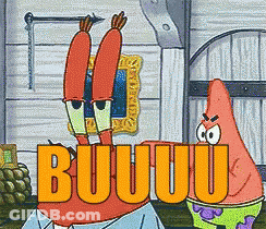 A Cartoon Of Crab And Patrick Saying Buuuu GIF