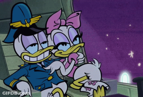 A Cartoon Of Daisy Duck And Mickey Mouse GIF