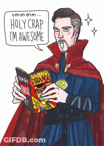 A Cartoon Of Doctor Strange Reading A Comic Book GIF