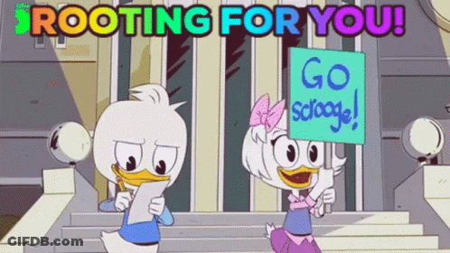 Donald And Daisy Duck Holding Rooting For You Sign GIF