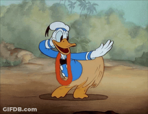 A Cartoon Of Donald Duck Wearing A Lei Is Dancing GIF