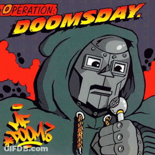 A Cartoon Of Doomsday Holding A Microphone GIF