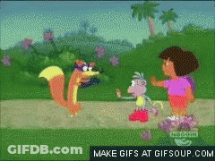 A Cartoon Of Dora And A Squirrel With The Words Make Gifs At Gifsoup.com Underneath GIF