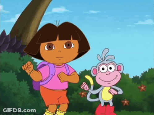A Cartoon Of Dora The Explorer And A Monkey GIF