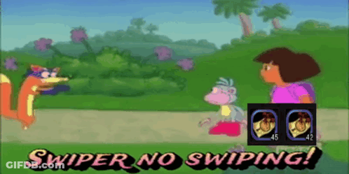 A Cartoon Of Dora The Explorer Talking To A Fox And A Monkey With The Words Swiper No Swiping GIF